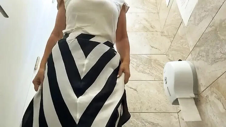 Step Mommy's Big Ass & Tits Public Toilet Masturbation Orgasm