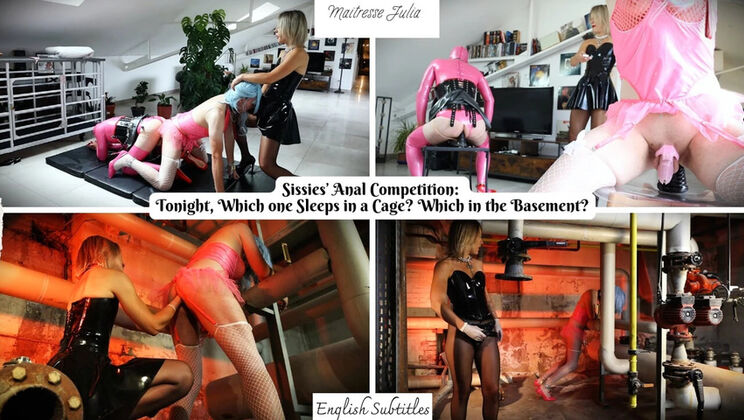 Sissy Anal Contest: Who Gets Locked in Cage? Basement Punishment by Mistress Julia