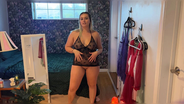 Curvy YouTuber Erika Kay Flashes Pussy in See-Through Dress Try-On Haul - Big Natural Tits & Close-Ups