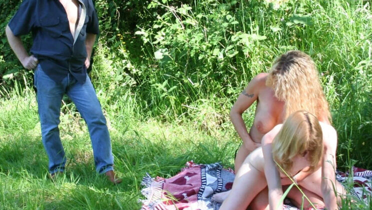 French MILF Angelica Castro Outdoor Threesome Anal with Real Orgasm
