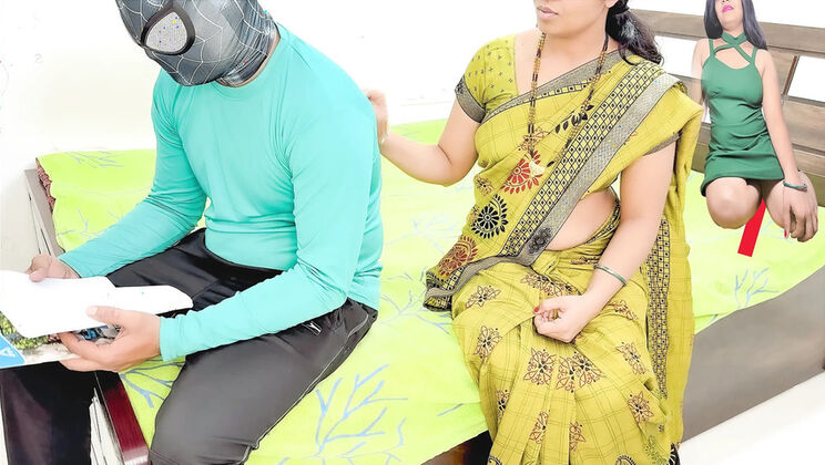 Sexy Komal's stepmom dress turns on boys for doggy style and cowgirl action with big ass