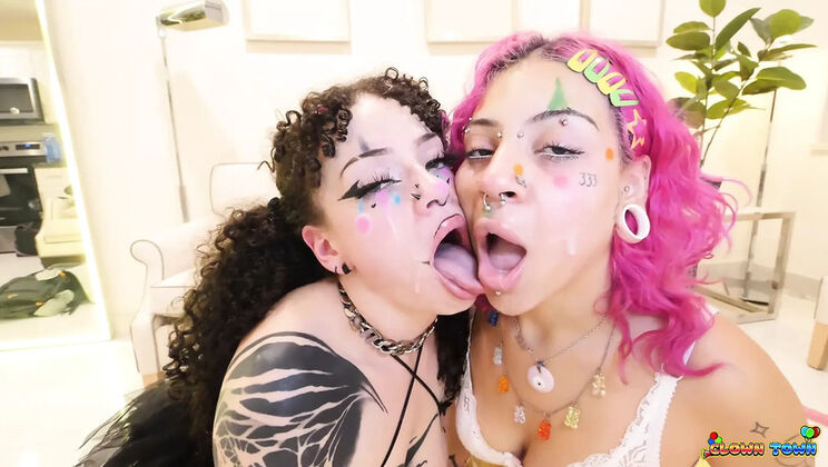 Clown Town Ep.2: Kiittenymph & Nade Nasty Fetish Threesome with Ass Eating and Squirting Cum