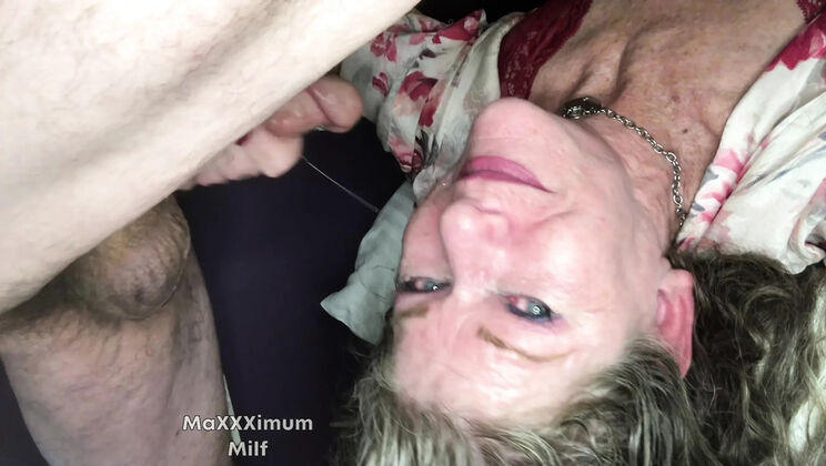 Granny GILF Throat Fuck Blowjob on Table - MaXXXimumMilf Deep Throat Swallow