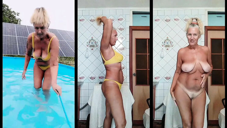 Lukerya's After Pool Fun - Amateur MILF Solo Pleasure in Lingerie