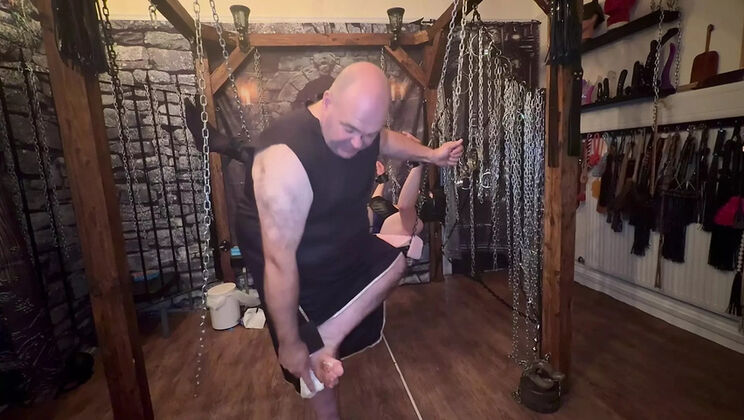 Part 5: British Domina Destroys Sissy Tristan in Hardcore Pegging Dungeon