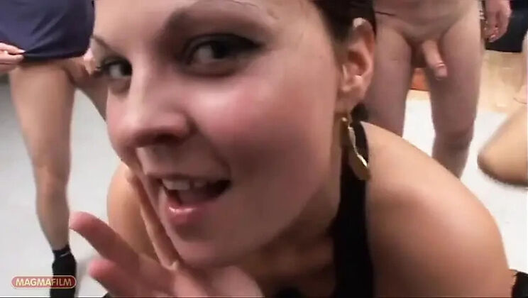Two Teens Gangbang with Horny Men and Huge Cumshots