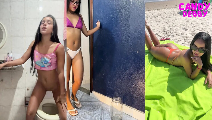 Skinny Teen Candy Debby Peeing on Beach - Brazilian Petite Pee Fetish Compilation