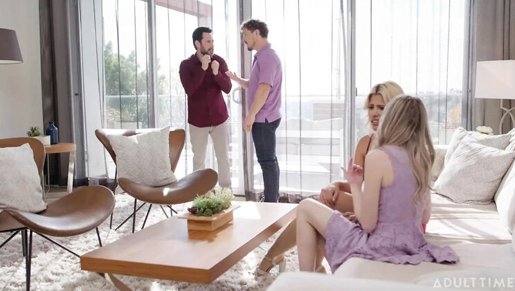 Horny Hotwife Scarlett Sage Swaps Husbands with Bestie Carlita Ray for Wild Group Fuck - Blonde MILF Threesome