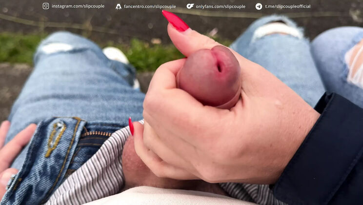 Super Risky Public Handjob on a Bench and Pier - SlipCouple Outdoor Adventure