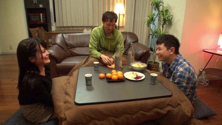 Hot Asian Amateur Wife Shows Her Underwear Under Kotatsu - Horny Hardcore Fuck and Creampie