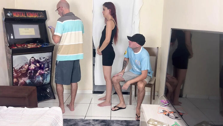 Cheating Wife Fucks Husband's Best Friend Right Next To Him - Amateur Blowjob & Cumshot