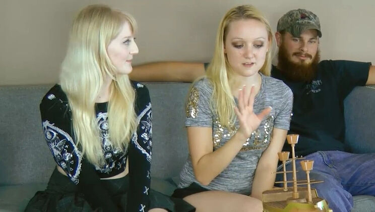 Blonde Teen Threesome Game: Krystal Orchid & Anneliese Snow Strip & Load Boat After Lost Bet