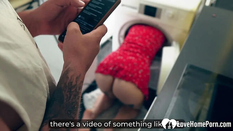 Horny Redhead Trapped in Washer Gets Deep Hardcore Doggy Style