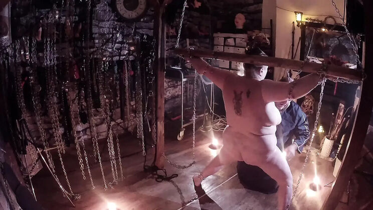 BBW Domina Satana Wax Play & Heat Torture - Mature BDSM Dungeon Scene with Lanitsa Bear Part 4