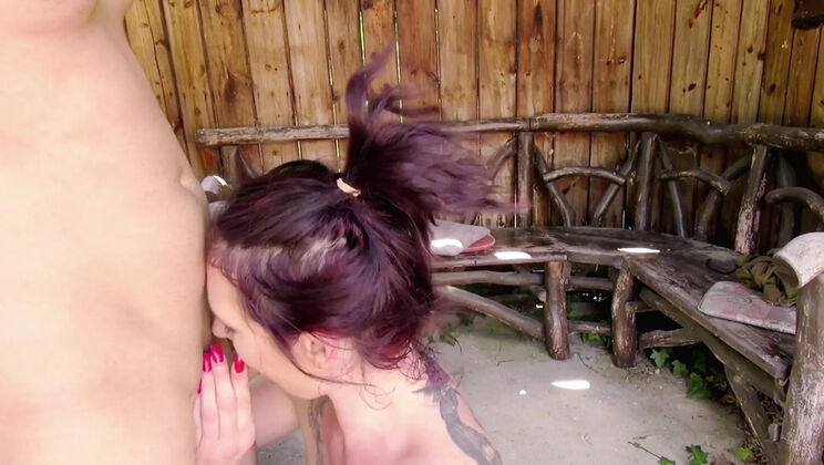 Outdoor Sex with Tattooed Brunette Wife Mercedes Boodé - Pierced Pussy and Cum in Mouth