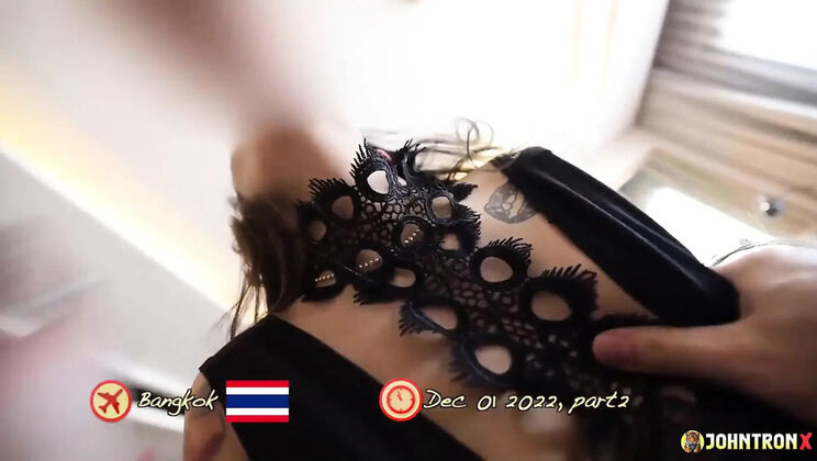 Perfect Asian Babe in Black Lingerie Gets Fucked Hard - Doggy Style Creampie