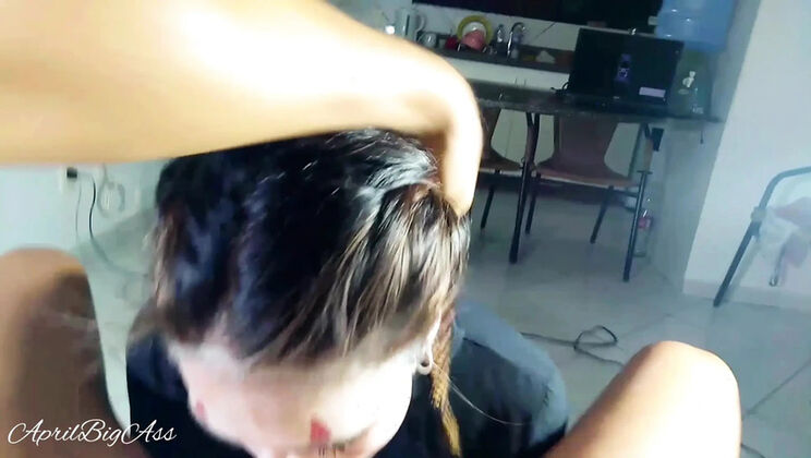 April BigAss Swallows Huge Load - Latina Teen Deep Throat & Cum in Mouth 4K