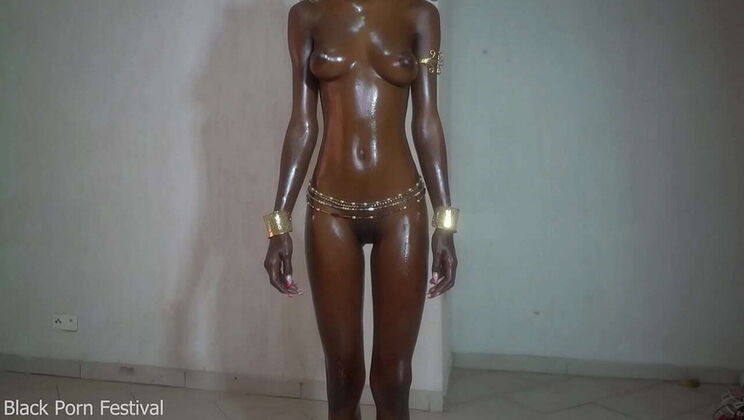 Dolcina's Perfect Skinny Black Body With Oily Tits Solo