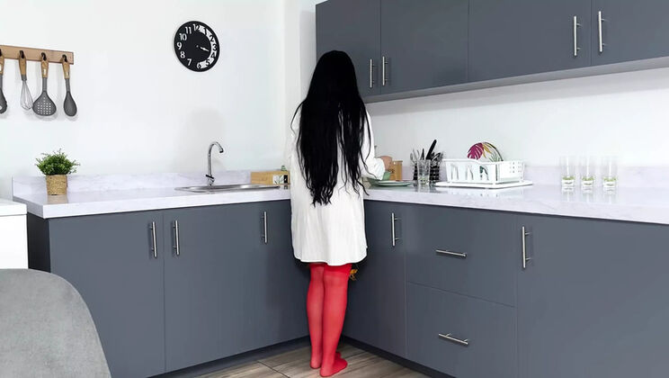 POV Fucking My Busty Stepmom Hard in Kitchen to Solve Her Problems - Stella Osorio