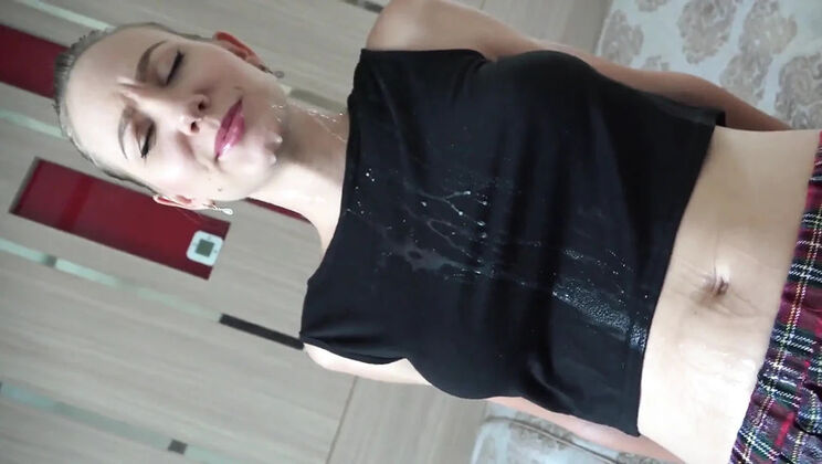 College Uniform Babe Angel The Dreamgirl Gets Facial Spray Blowjob POV