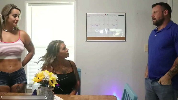 Misty Meaner and Ally White share boyfriend Sgt Miles - Horny MILF stepmom threesome