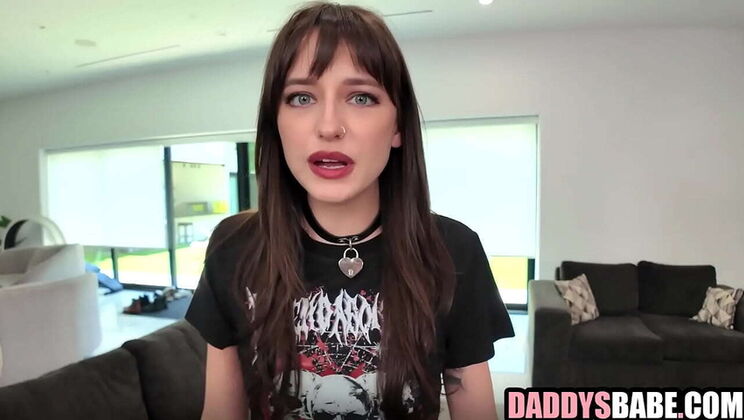 Stepdad Fucks Goth Stepdaughter Lana Smalls in Fishnets - POV Blowjob & Hardcore Sex