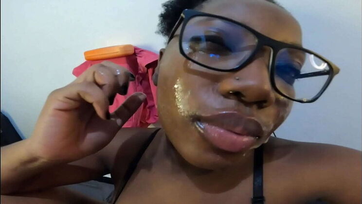 Jhodez1 Blowjob - Sloppy Deep Throat & Big Facial Cumshot on Big Boobs - Ebony Slut