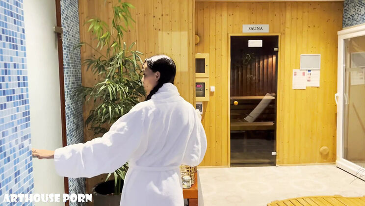 Skinny Indian Stepsister Oily Footjob in Public Sauna - Alex Goes & Violeta Grey