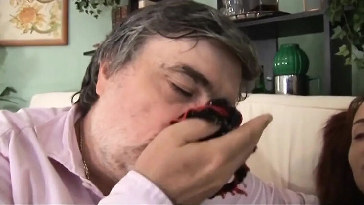 Sexy teen sucks old man's big cock and takes cum in mouth