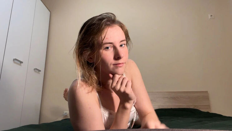 MilaPixie Bedtime Tease: Shy Blonde Teen Strips Pajamas & Plays with Dildo Solo