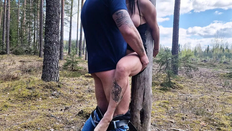 Handcuffed MILF Fucked Hard in Public Forest - Doggy Style & Cumshot