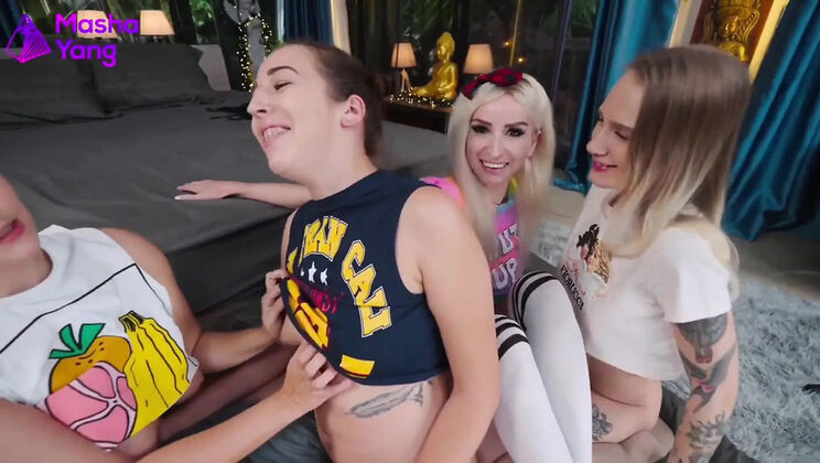 Loud Crazy Lesbian Foursome Orgy - Mashayang & Peachy Alice HD Teen Amateur