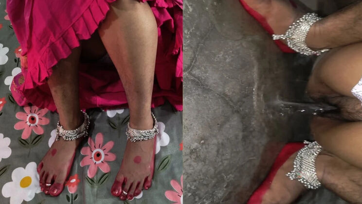 Desi Bhabhi Pissing Close Up – Hairy Pussy & Huge Ass Indian MILF