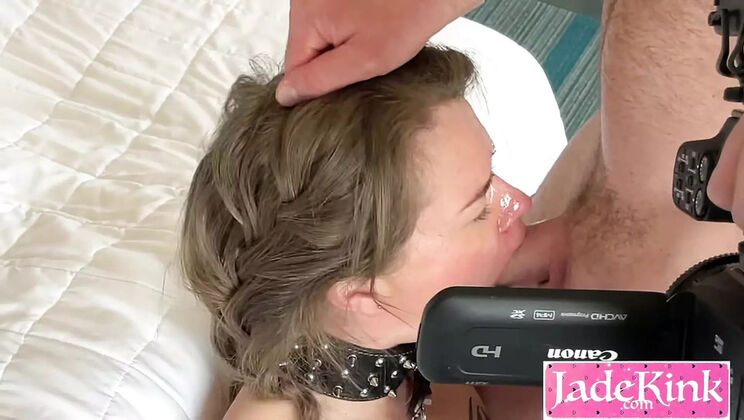 Leashed Sub Slut Gets Face Fucked And Covered In Cum