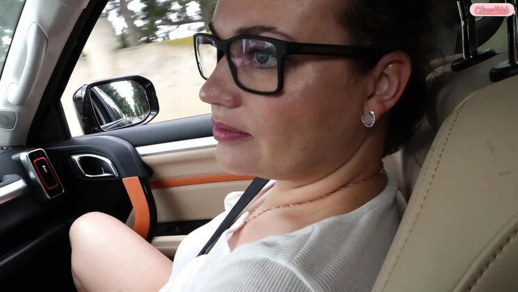 Busty Slut Wife Sucks Stranger's Massive Cock in Car, Greets Her Cuckold Hubby
