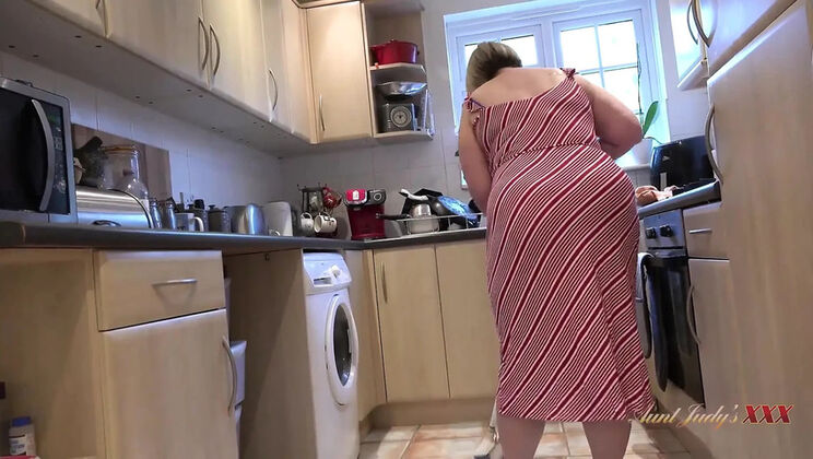 Your Plus-Size Stepmom Sucks Your Huge Cock in the Kitchen (POV)