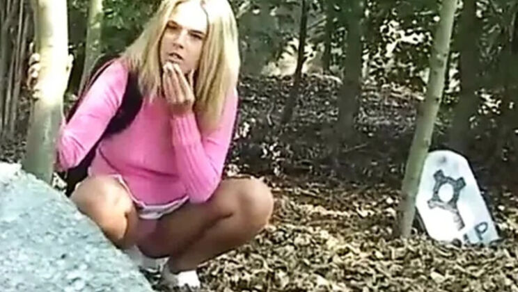 Hot Blonde Teen in Mini Skirt Gets Rough Anal Outdoors
