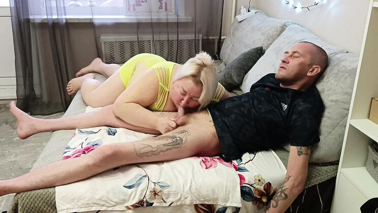 StepMom Gives Deep Throat Blowjob and Swallows Every Drop of Cum