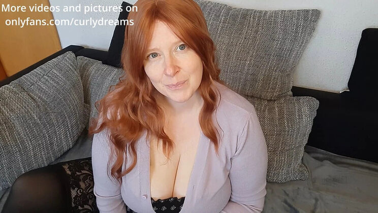 Curvy Redhead MILF Slides Oil on Her Natural Big Tits - Imagine It's Your Hands