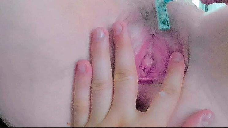 Waxing My Tight Pink Pussy Inside and Out - Cute Virgin Teen Fingering Herself