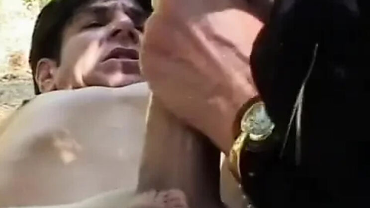 Sex-crazed granny takes a hard pounding from behind outside