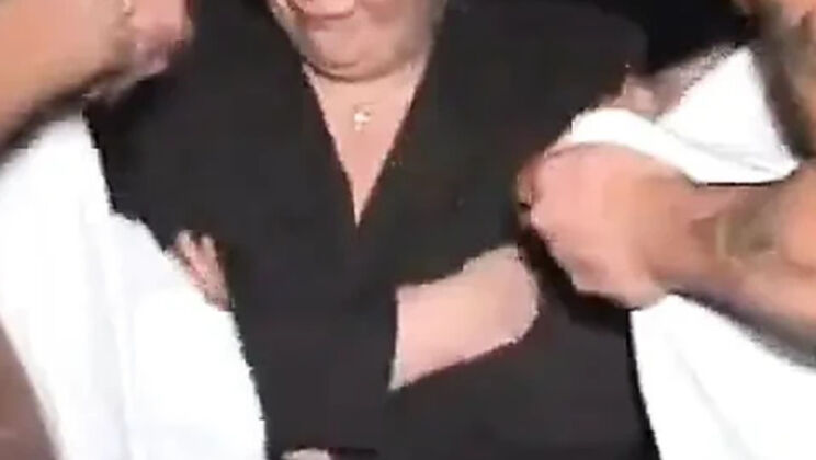 Plump MILFs Enjoy a Wild Gangbang Blowjob Party