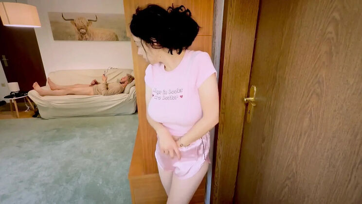 Naughty Teen Stepdaughter Sucks Stepdaddy's Big Dick While Stepmom Is Away