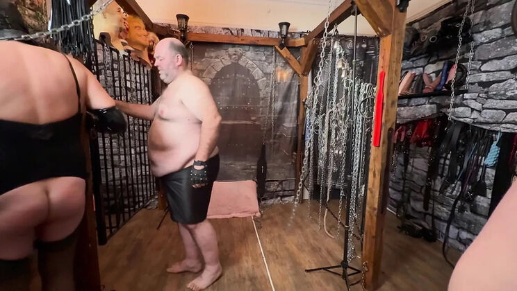 Part 4: Domina Satana & Lanista Bear Make Cum Loving Whore Submit in Dungeon First Time