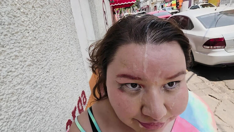 Thick Cum on My Face City Cumwalk with People Watching