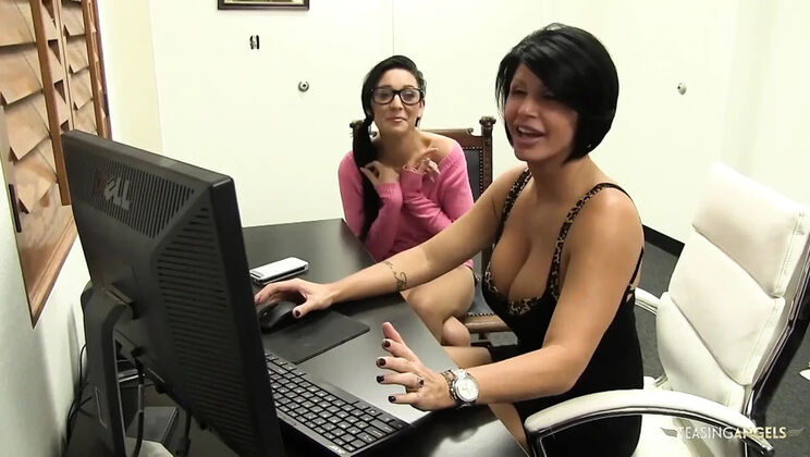 Shay Fox and Aimee Black in a wild threesome with a slutty intern at work