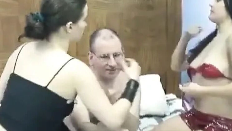 Sarah and Kathy share a hard cock in hot threesome