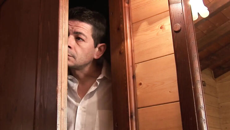 Young girl sucks mature cock in sauna before hot fuck