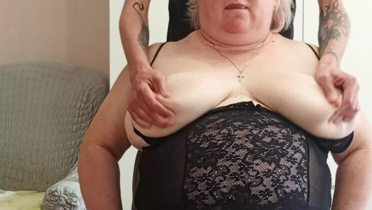 Neighbor Crushes Big Natural Tits, Gets Fucked in Mouth and Cum on Tits