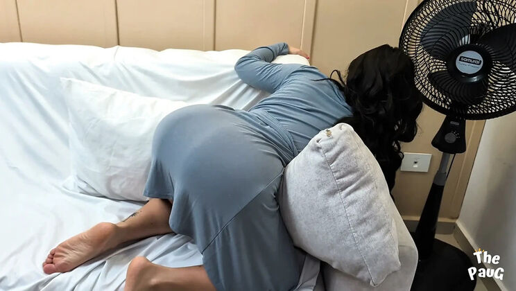 Stepmom's huge ass stuck in furniture gets doggy style fucked